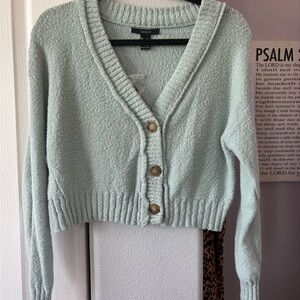 Trendyol Green Cropped Cardigan Sweater
